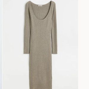 Taupe ribbed knit dress